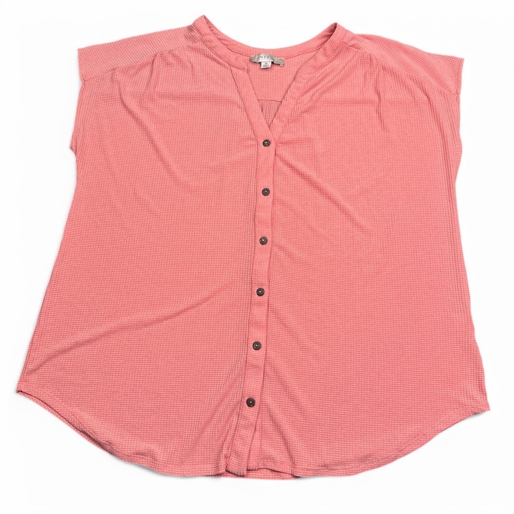 Misia Button Up Blouse Top Womens Plus Size 3X Pastel Relaxed Fit Stretch